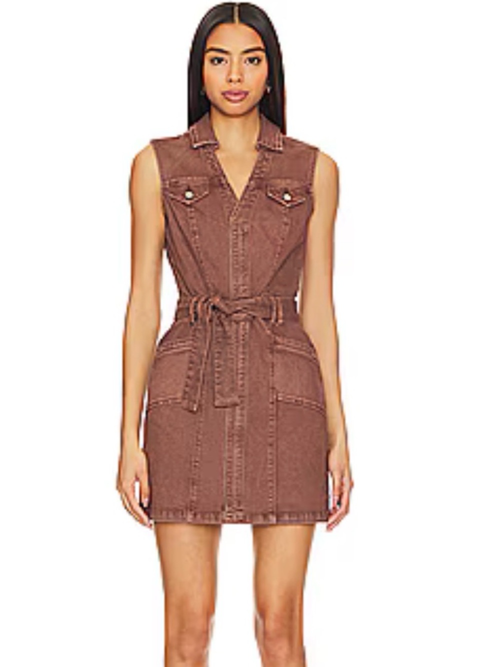 PAIGE Kelsee Sleeveless Denim shirt dress